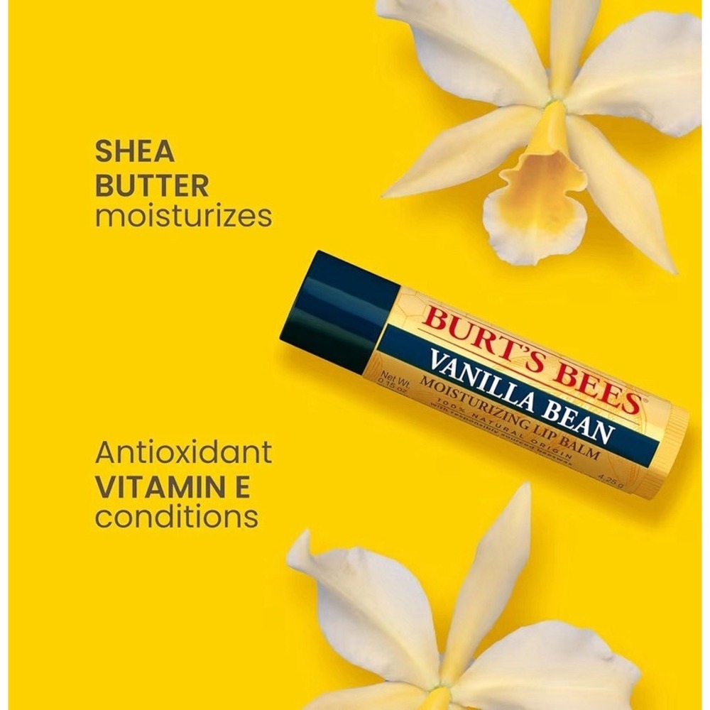 Burt's Bees 100% Natural Lip Balm, Wild Cherry and Vanilla Bean Blister pk of 5 - Picture 2 of 8